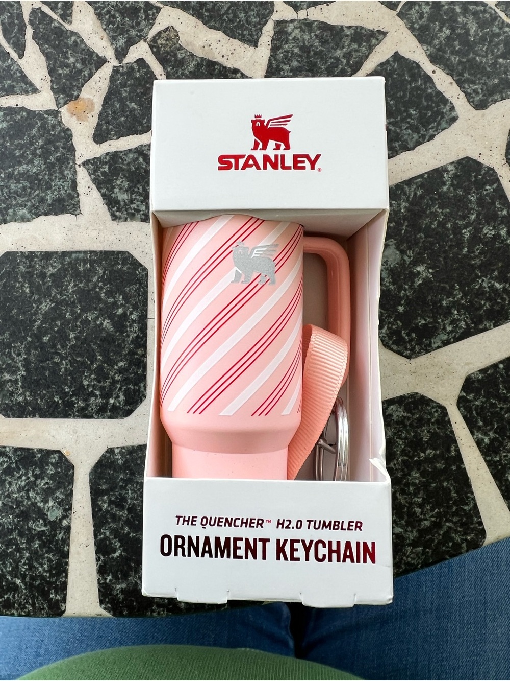 Stanley NWT ornament keychain The H2O  tumbler candy cane twist. Purse charm